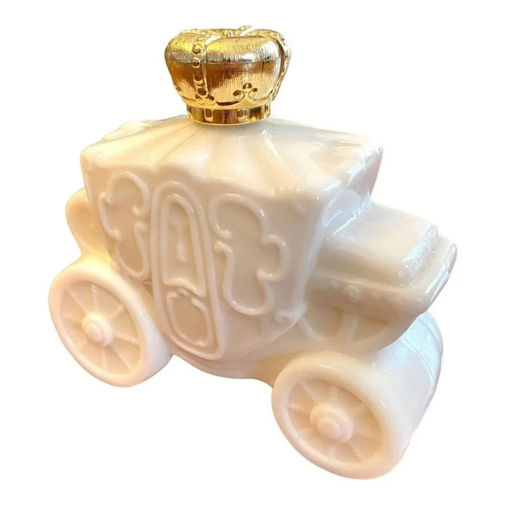 Vintage  Avon Milk Glass Cinderella Carriage Perfume Bottle